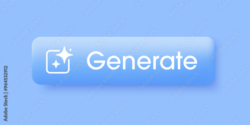 Aufkleber 3D Generate AI button. AI stars icon. Artificial intelligence and Machine learning technology concept. A command prompt enters AI to generate ideas. 3D Vector Illustration.