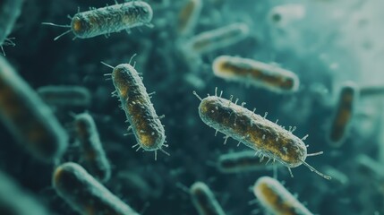 Naklejka premium Bacteria on a surface with clear copy space