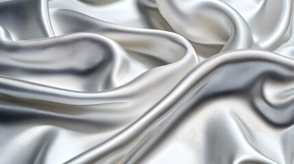 Shimmering Silver Silk Fabric with Soft Waves Elegant Luxurious Background