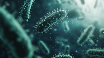 Close-up of bacteria with space for health tips