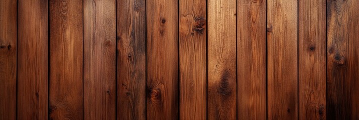 Obraz premium A seamless, rustic wooden background with vertical planks. The wood is a dark brown color with a natural, weathered texture. This image can be used for a variety of design projects, such as website ba