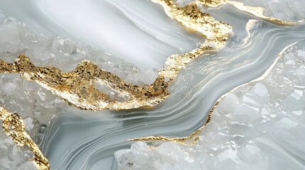 Captivating Crystal Glass Surface with Gilded Foil Accents in Elegant Open Space