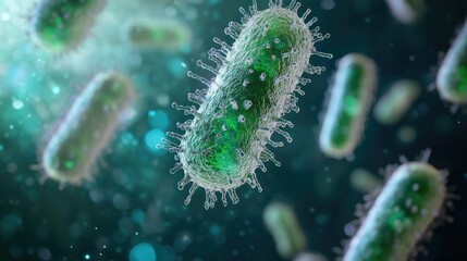 Fototapeta premium Detailed image of bacteria with ample space for information