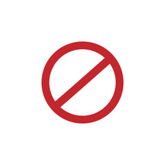 Prohibition and ban sign, Red strikethrough circle, Simple flat vector icon illustration.