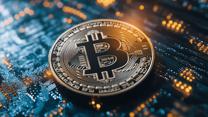 Gold Coins and Bitcoin Symbolizing Investment and Financial Growth