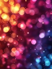 A vibrant abstract background featuring a mesmerizing blend of defocused lights in warm and cool tones. The warm colors, like orange and yellow, create a sense of warmth and energy, while the cool hue