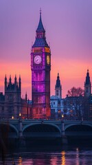 Fototapeta premium Big Ben Tower Glowing at Sunset in London