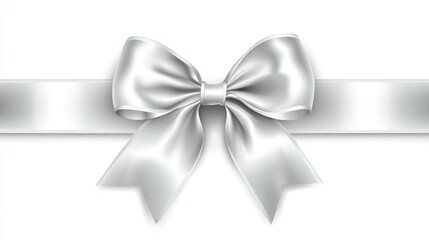 Naklejka premium Silver Bow with Ribbon Decoration