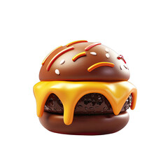 3d rendered burger object, Hamburger, Fast food, Emoji food burger. Emotion 3d cartoon icon.