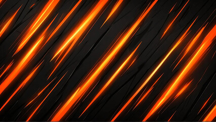 Abstract metallic orange black background with contrast stripes reflective neon arrow pattern.