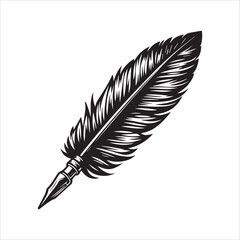 Feather pen vector illustration silhouette