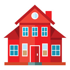 Illustration of Red color house building isolated
