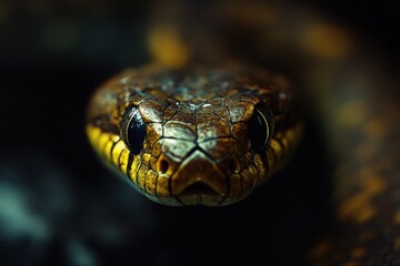 Snake dystopicpunk symmetrical balance, with copy space