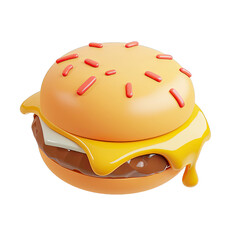 3d rendered burger object, Hamburger, Fast food, Emoji food burger. Emotion 3d cartoon icon.