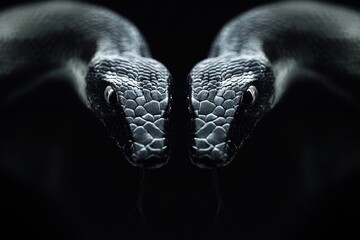 Obraz premium Snake in a dystopicpunk style with symmetrical balance composition, with copy space