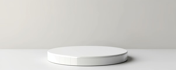 Mockup of a podium with a high-gloss white finish.