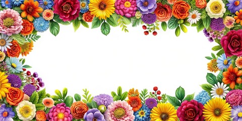 Colorful floral border with space for creative designs and messages