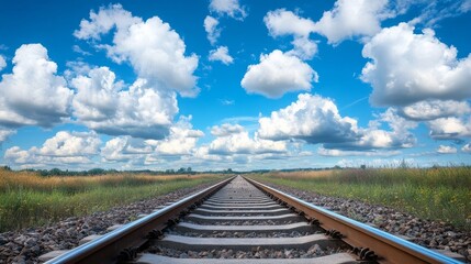 Fototapeta premium Train tracks and clouds