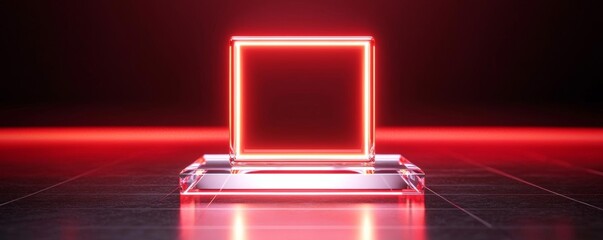 A glowing marquee sale sign in a minimalist red room, perfect for capturing attention in a retail setting