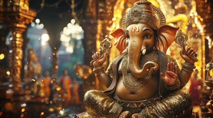 Fototapeta premium Lord Ganesha, generative AI