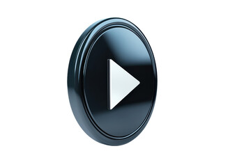 3D render of a glossy play button icon isolated on a transparent background. Perfect for multimedia, internet, and digital projects.
