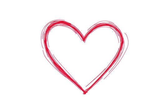 A simple hand-drawn red heart symbol on a transparent background, perfect for Valentine's Day, love themes, and romantic designs.