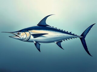 Fototapeta premium Bluefin Tuna in Motion with Streamlined Body