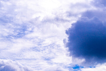 Blue sky with beautiful clouds on sunny day in Mexico.