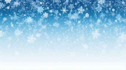 A serene winter background featuring falling snowflakes against a gradient blue backdrop.