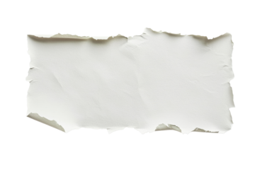Blank torn paper isolated on transparent background. perfect for creative projects, writing, and artistic design with a vintage feel.