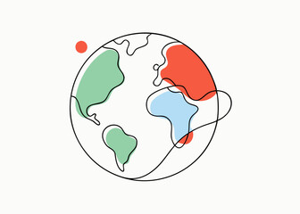  A simple yet powerful illustration of the Earth, drawn with a single line, representing unity and connection. Perfect for projects related to global awareness, sustainability, or travel.