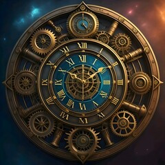 Obraz premium clock, wall clock, future, past, time machine, wallpaper clock, art clock, ancient clock, future clock, ancient time machine, luxury clock, expensive clock, premium clock, wrist watch, time, alarm
