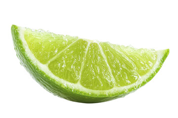 Close-up of a fresh lime wedge isolated on a transparent background. perfect for culinary, recipe, and citrus-themed designs.