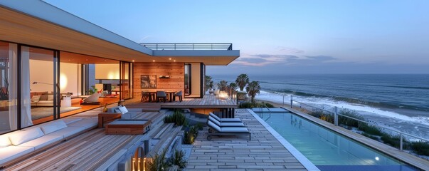 Beach house with a rooftop deck.