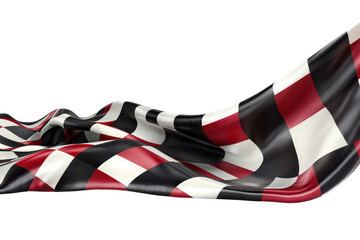 Obraz premium Close-up of a waving black, white, and red checkered flag on a transparent background. representing racing and competition concepts.