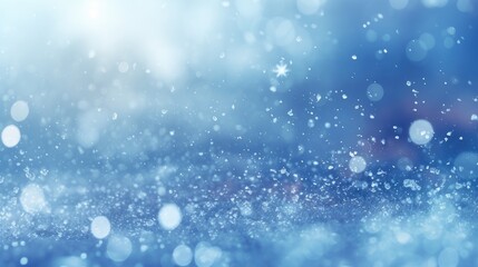 A serene winter scene with softly falling snowflakes and a blurred background, evoking a peaceful, chilly atmosphere.
