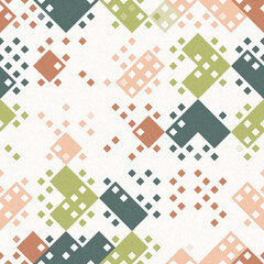 Simple glitch geometric seamless abstract pattern with playful woven summer color. Bright whimsical gender neutral bold irregular shape textile Cotton effect background. 