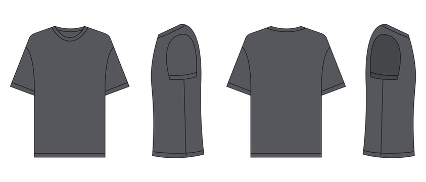 T-shirt vector template set mock up isolated on white background. flat technical drawing template. Unisex T-Shirt illustration, colorful front and back view, white. T-shirt Mock-up Front and back.