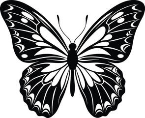 Black and white butterfly vector art illastration