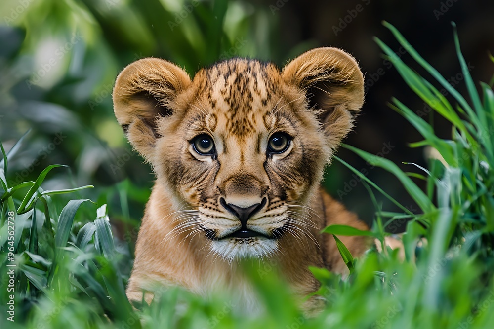 Sticker tiger in the grass