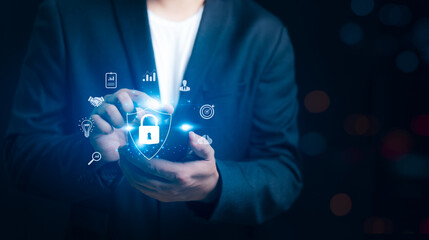 Cyber technology security internet network data privacy concepts. secure access to user personal information, cybersecurity, secure Internet access, information security and encryption.