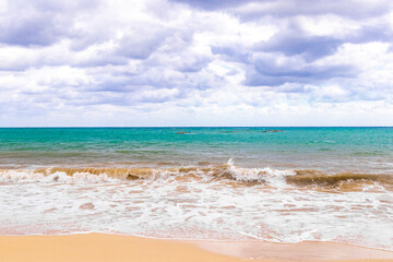 Tropical Caribbean beach clear turquoise water Playa del Carmen Mexico.