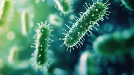 Fototapeta premium Germs under magnification with visible copy space