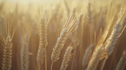 Golden Wheat Stalks Swaying in the Summer Breeze, A Harvest Field Glowing in the Sun's Warm Rays
