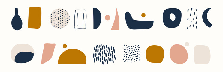 Set of boho abstract organic shape. hand drawn doodle art. vector blob