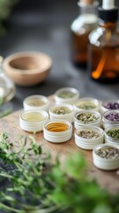 Crafting Homemade Wellness Remedies with Natural Oils and Herbs in Small Containers