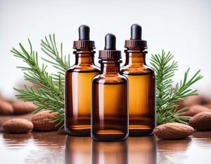 Brown essential oil bottle on the table