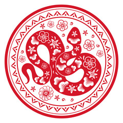 Snake zodiac sign. Chinese horoscope snake silhouette, Lunar New Year horoscope reptile animal, oriental astrological calendar flat vector illustration. Asian snake horoscope sign