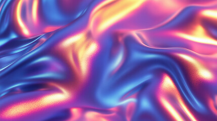 Obraz premium Background with abstract waves. Vibrant holographic chrome gradient. AI generative