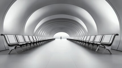 Obraz premium Symmetry in Minimalist Airport Terminals, Examine how symmetry in minimalist airport designs enhances passenger flow, creating efficient and visually harmonious spaces for travelers